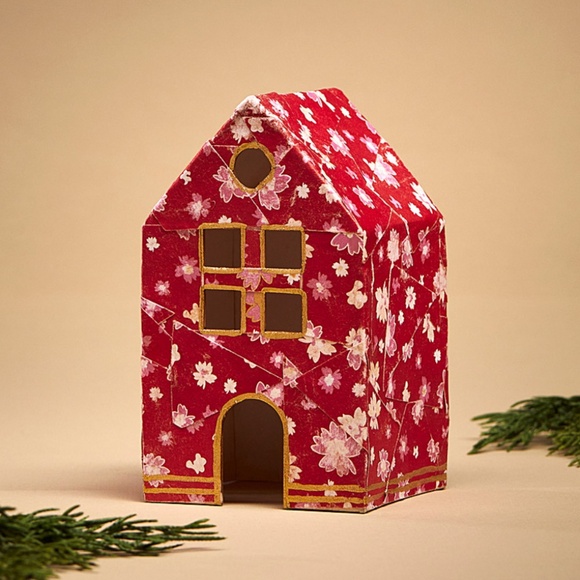 Christmas village papier-mâché 3 cardboard houses set NEW - Picture 8 of 12